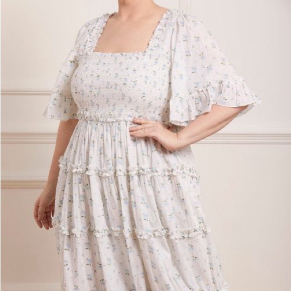 Needle & Thread Bijou Moonshine Blue Smocked Day Dress - Picture 6 of 7